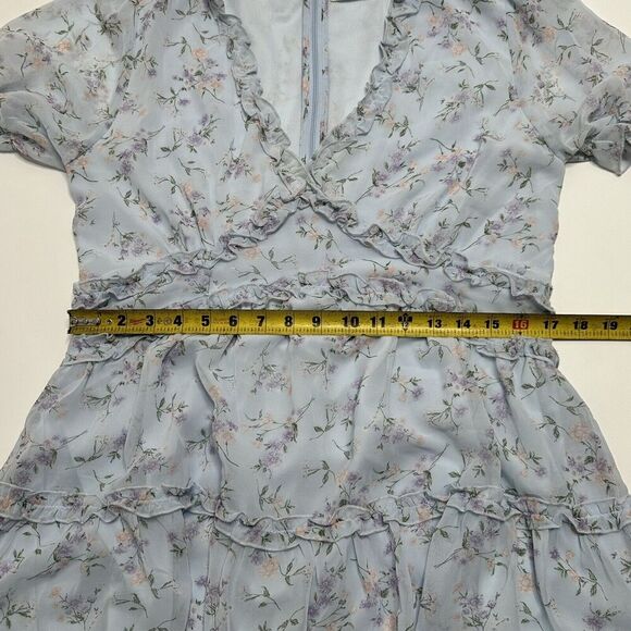 Mi Ami Women’s Size XL Mini Dress Francescas Floral Ruffles Karla FF13 LT. Blue - Picture 7 of 10